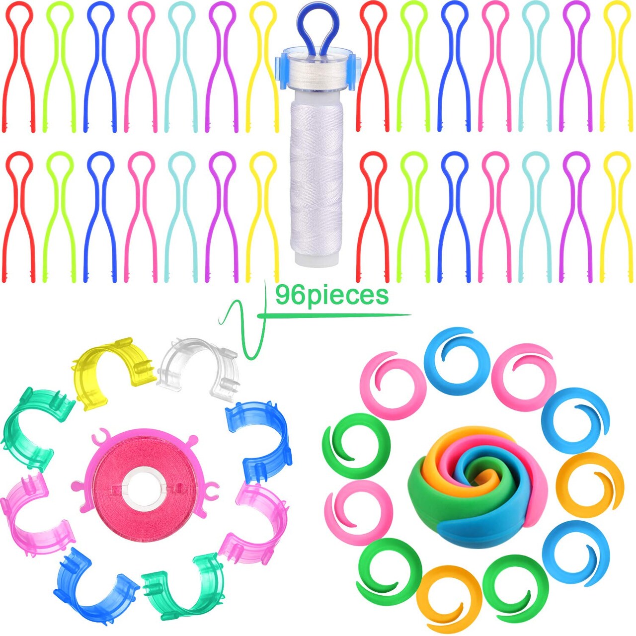 96 Pieces Bobbin Thread Buddies Include 40 Pieces Bobbin Clips Holder 28 Pieces Bobbin Thread Spool Huggers 28 Pieces Bobbin Thread Holders Sewing Machine Accessories for Thread Spool Organizing